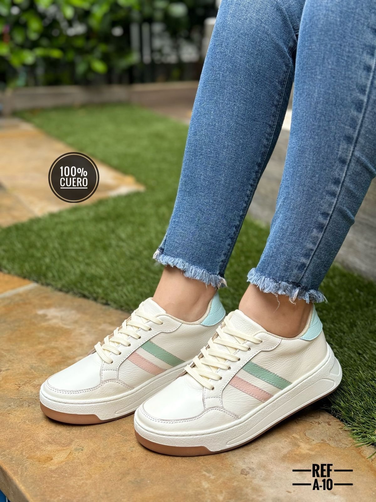 Zapatillas Deportivas A-10 en Cuero para Mujer